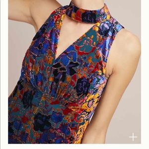 Anthropologie Maeve velvet floral jumpsuit